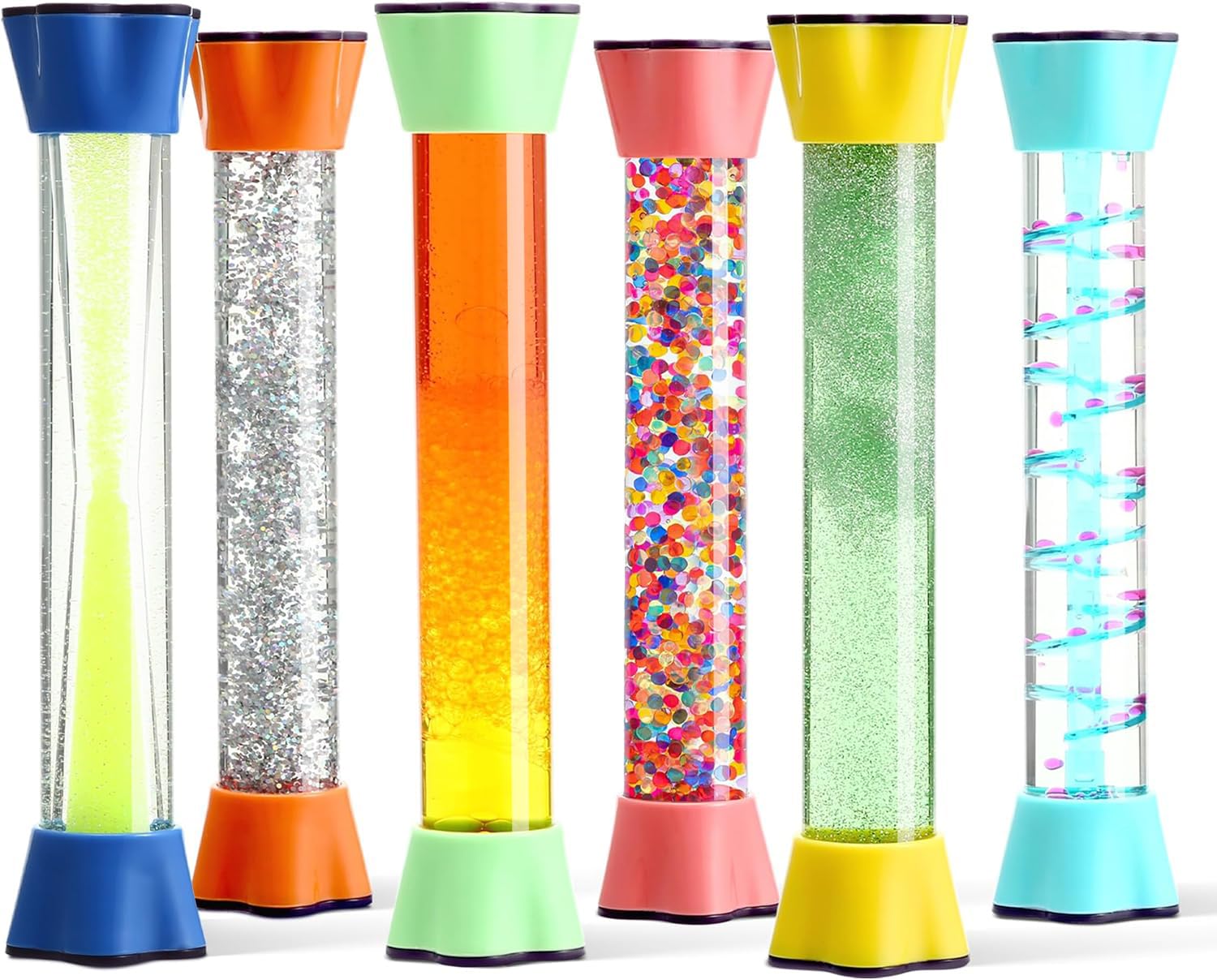 Special Supplies liquid motion bubbler shows colorful hourglass motion for calming focus.