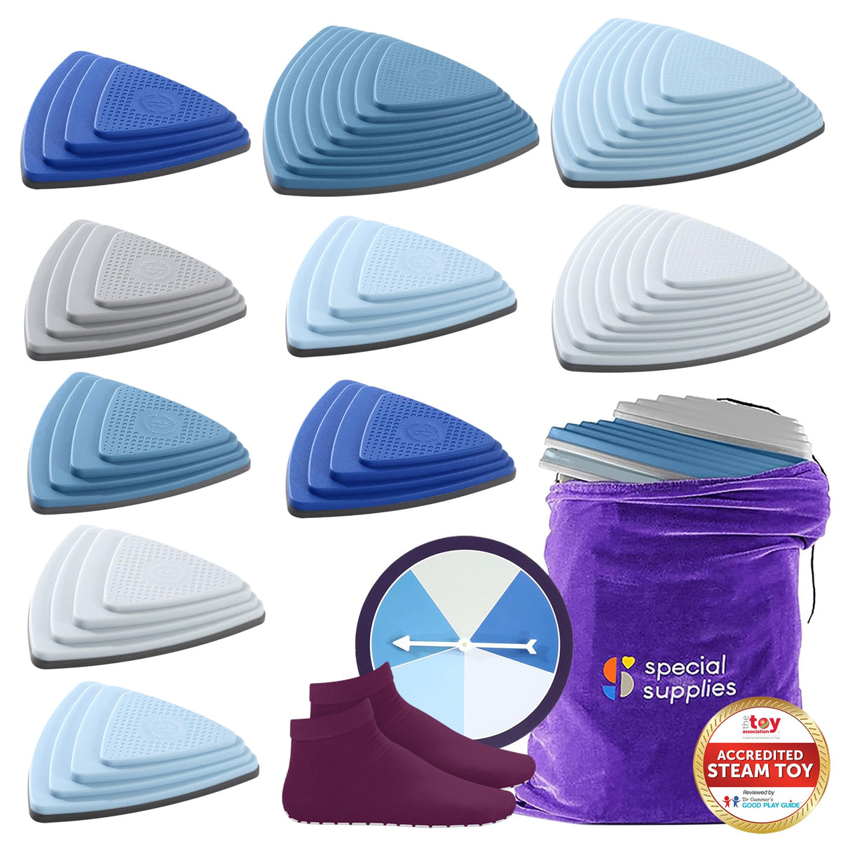 Special Supplies Ocean stepping stones 10-pack set up for balance training outdoors
