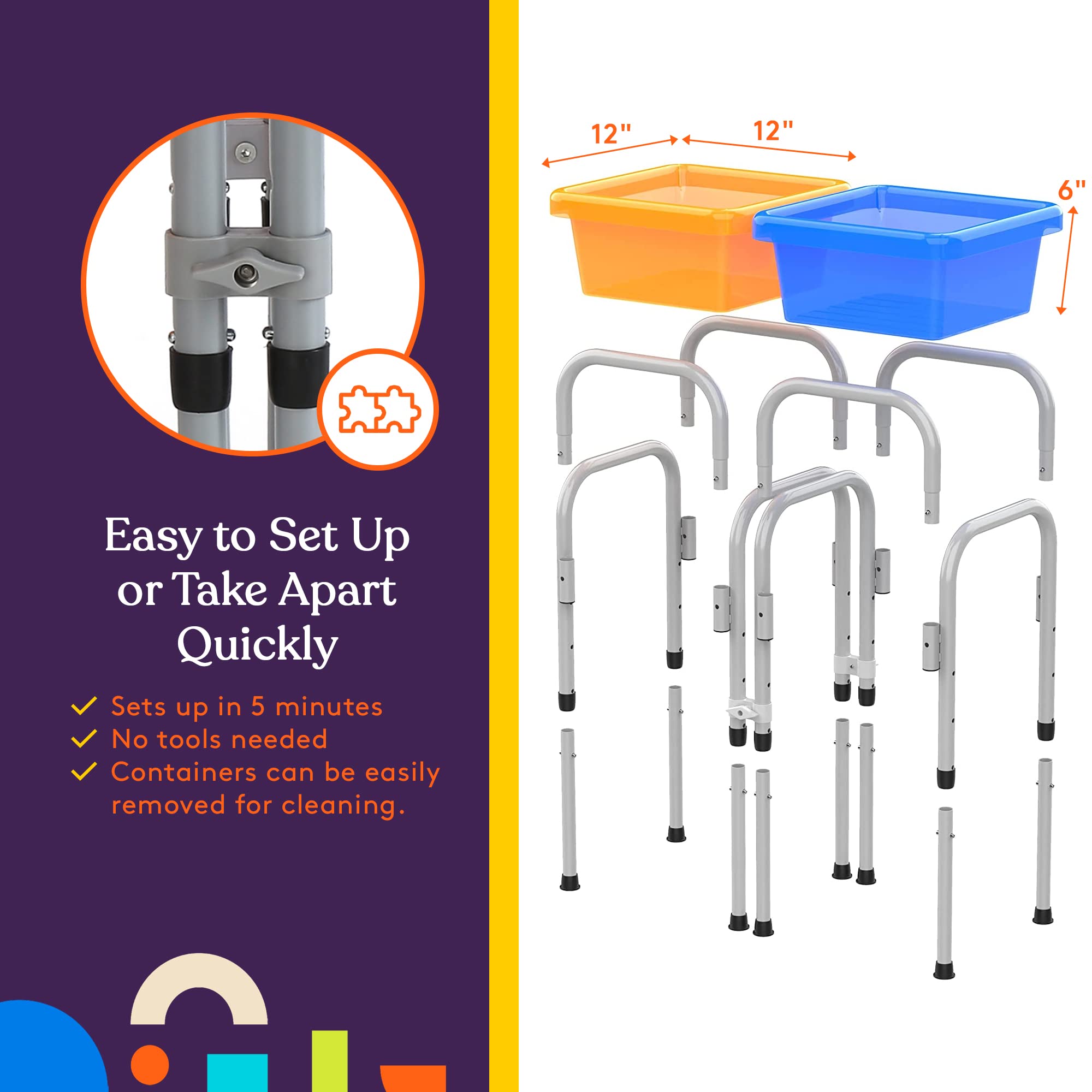 Special Supplies sensory table sturdy legs reduce wobble during indoor or outdoor use