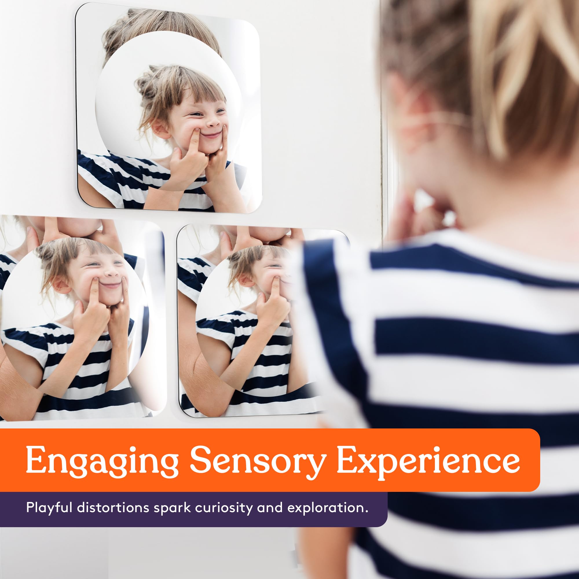 Special Supplies Sensory Bubble Wall Mirror tactile design promotes safe play.