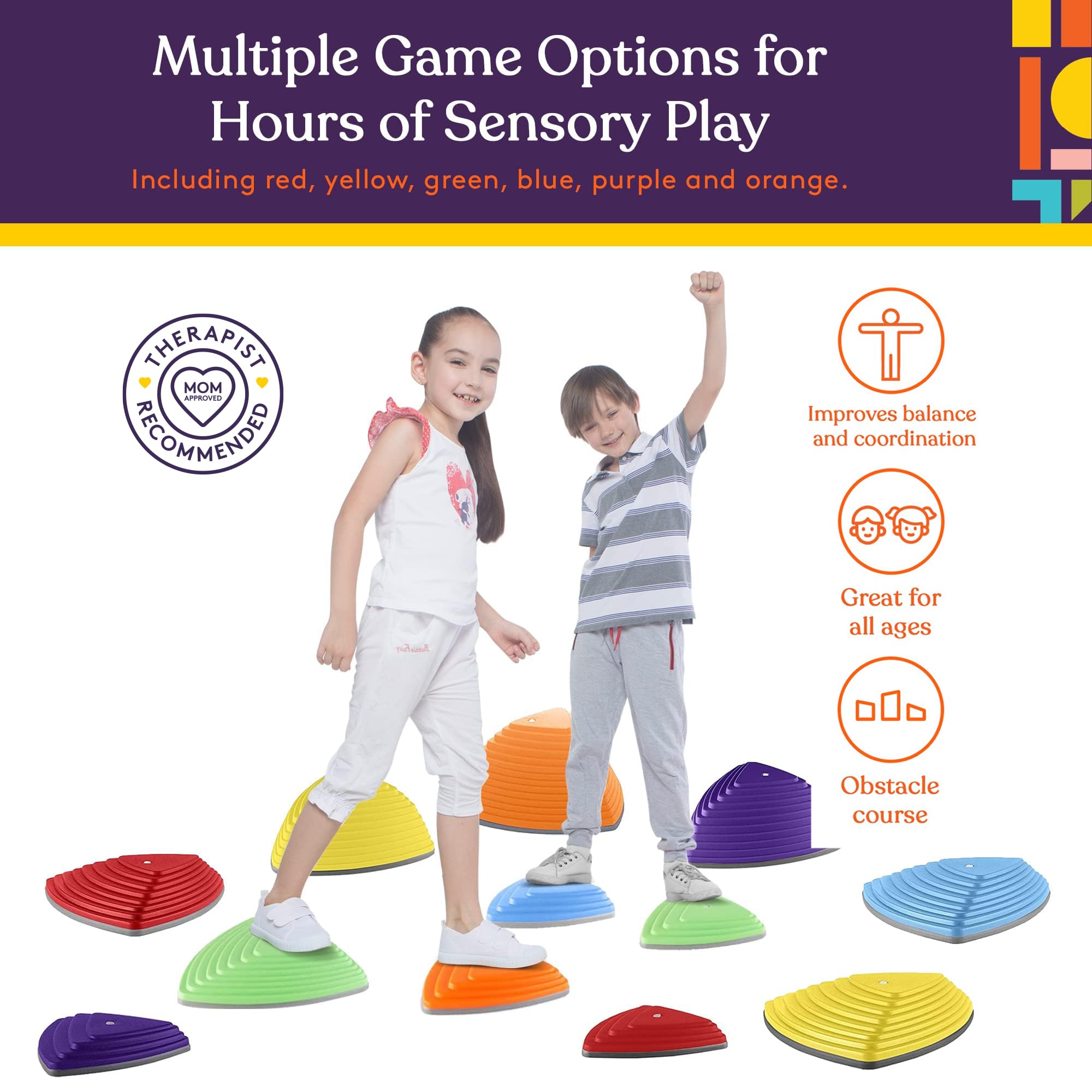 Special Supplies stepping stones for indoor-outdoor use with rugged, slip-resistant bottoms