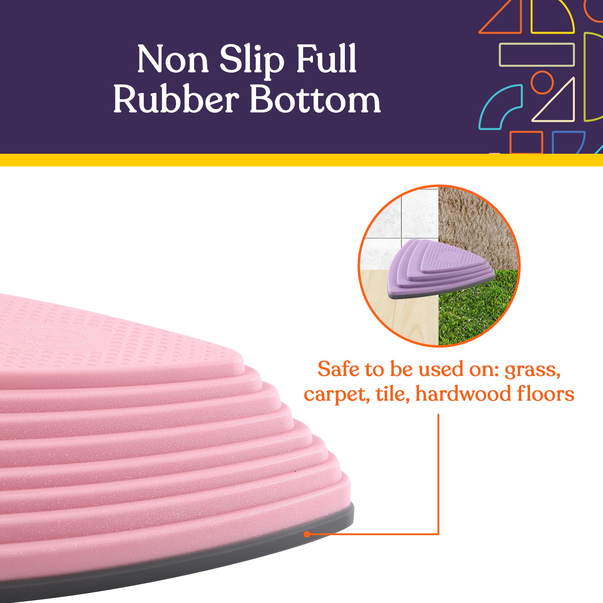 Special Supplies stepping stones non-slip edge helps reduce slipping during play.