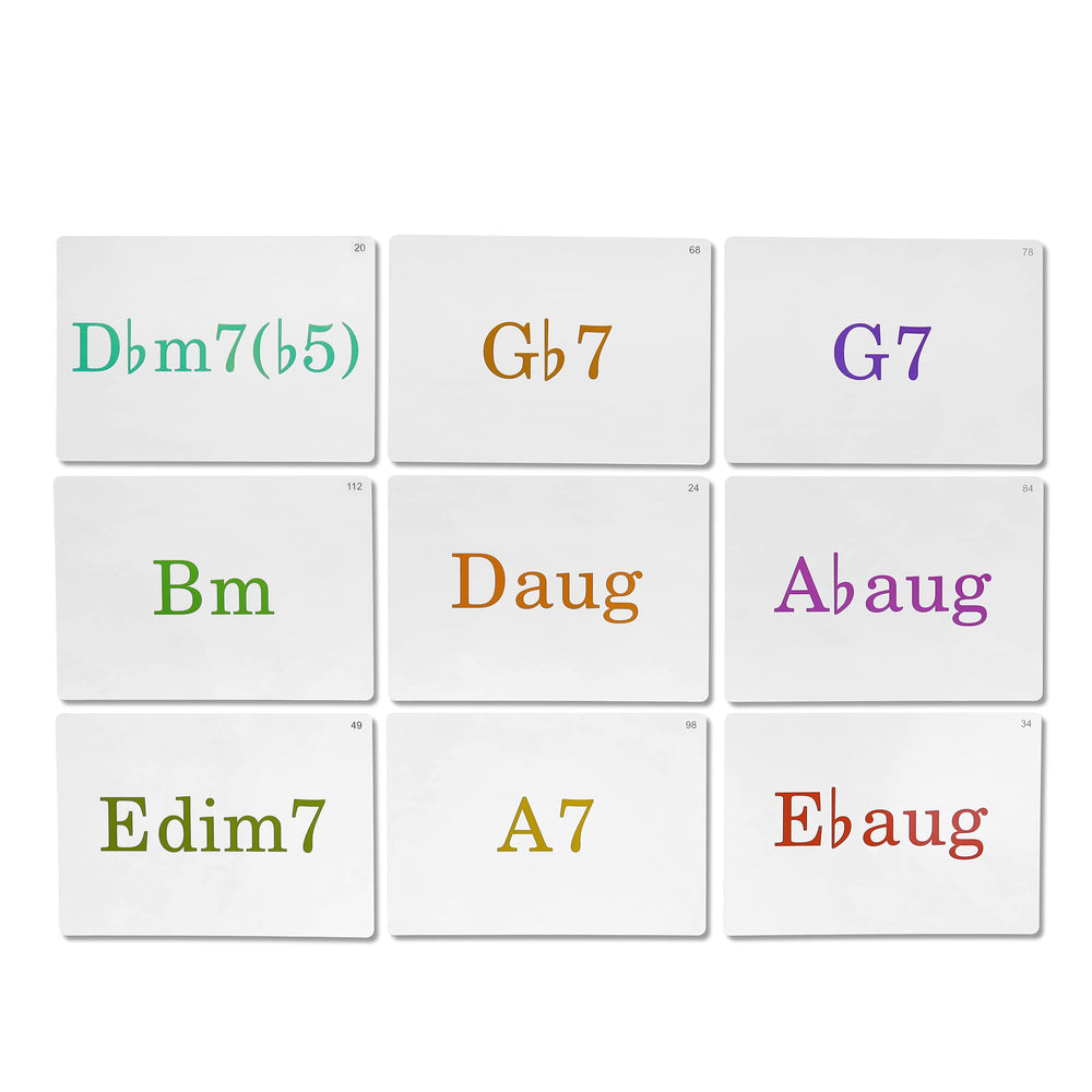 Spedemy 120 chords flashcards spread out to build fluency through repetition.