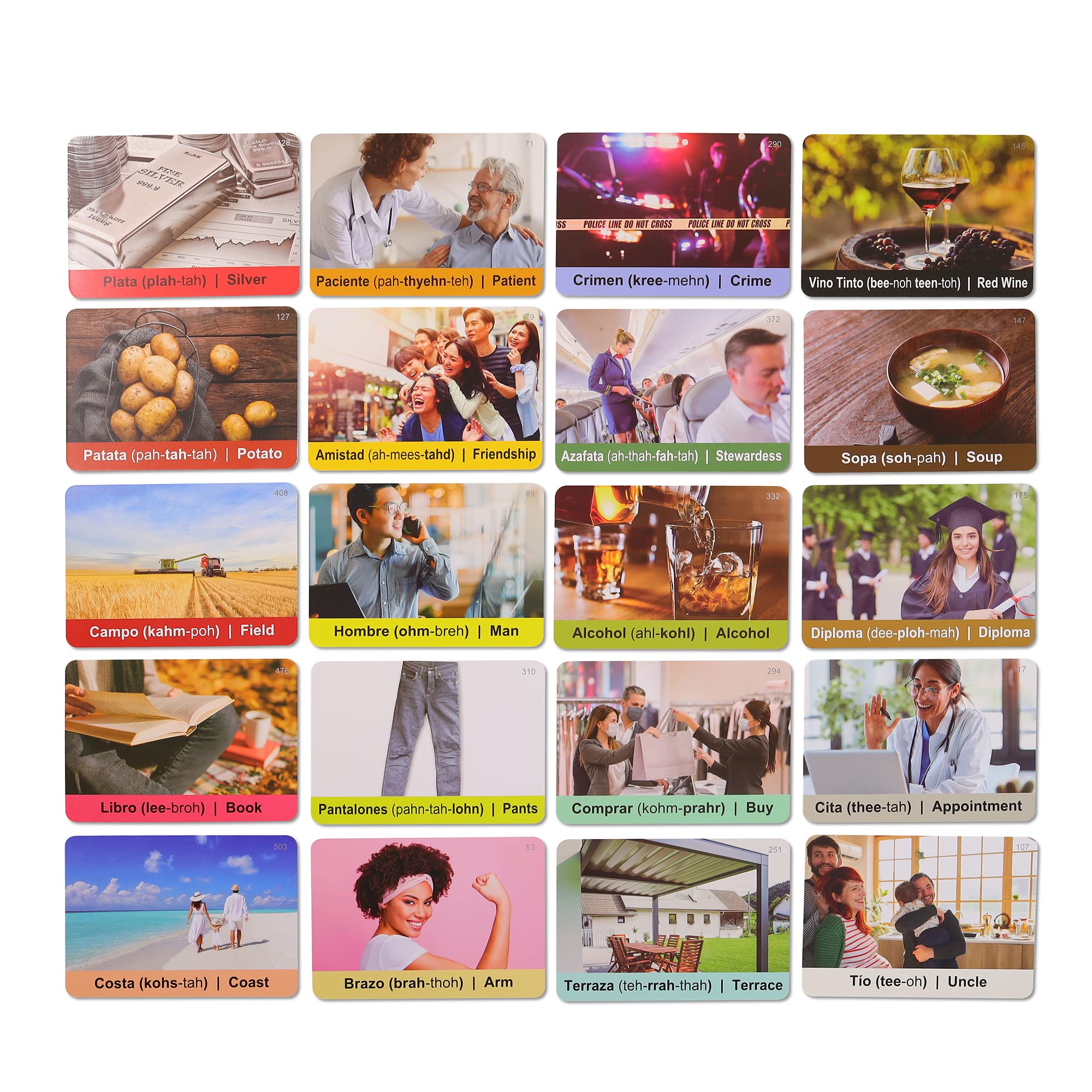Spedemy Spanish vocabulary card back with English translation for self-check.
