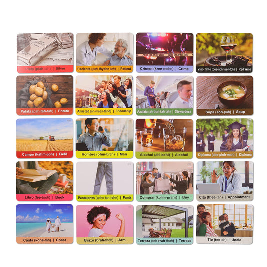 Spedemy Spanish vocabulary card back with English translation for self-check.