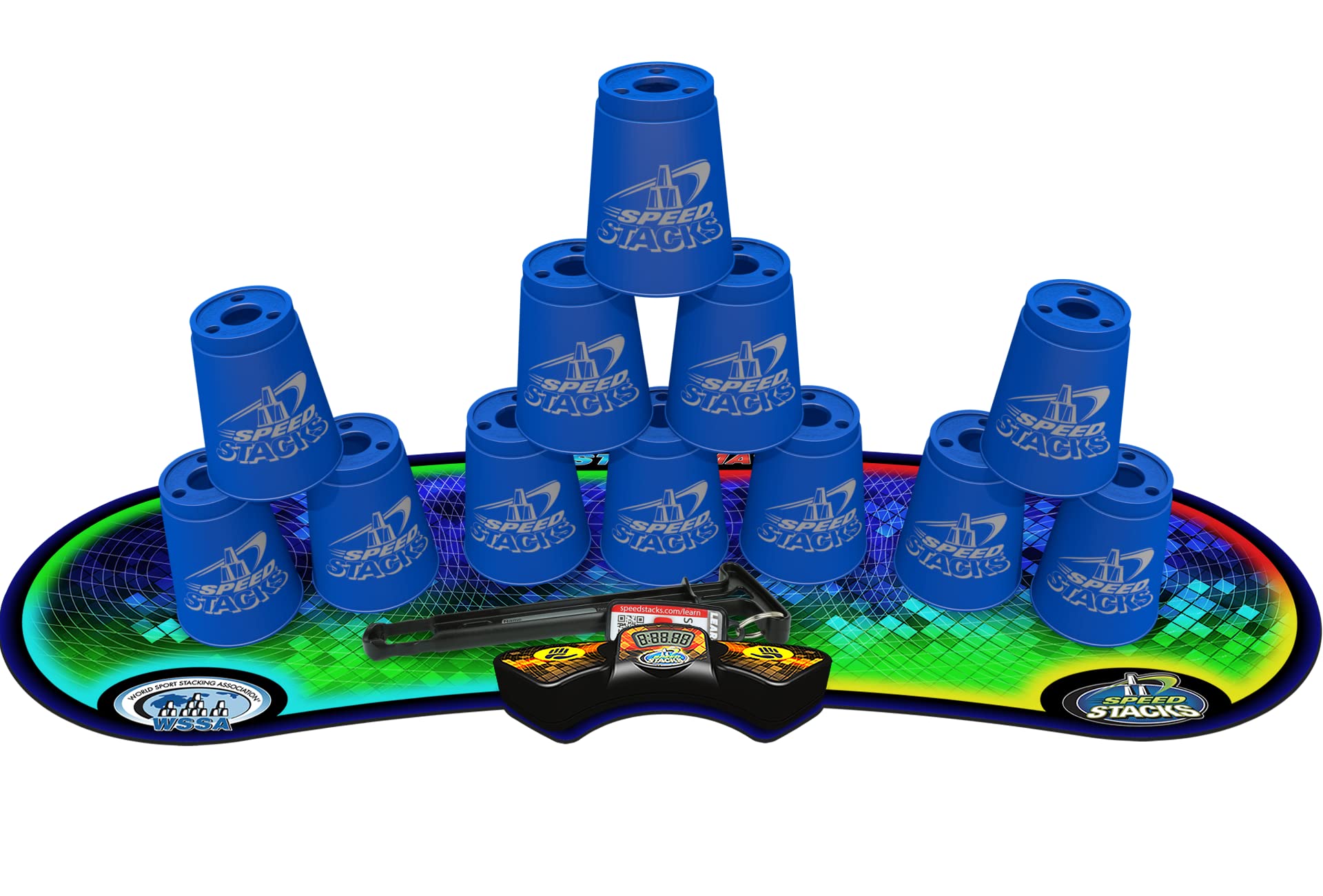 Speed Stacks blue 12-cup set ready for fast stacking and practice