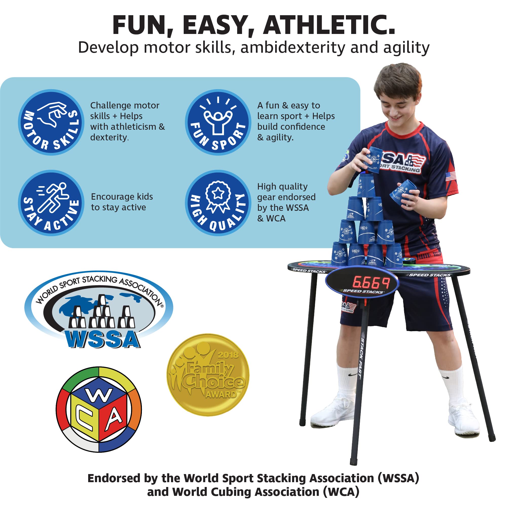 Speed Stacks G5 StackMat endorsed by major associations for trusted competition use.