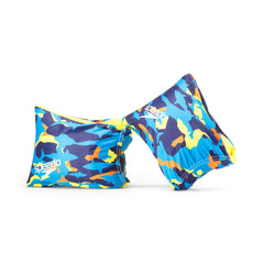 Speedo arm bands begin to swim in peacoat shark camo, boosting water confidence and visibility