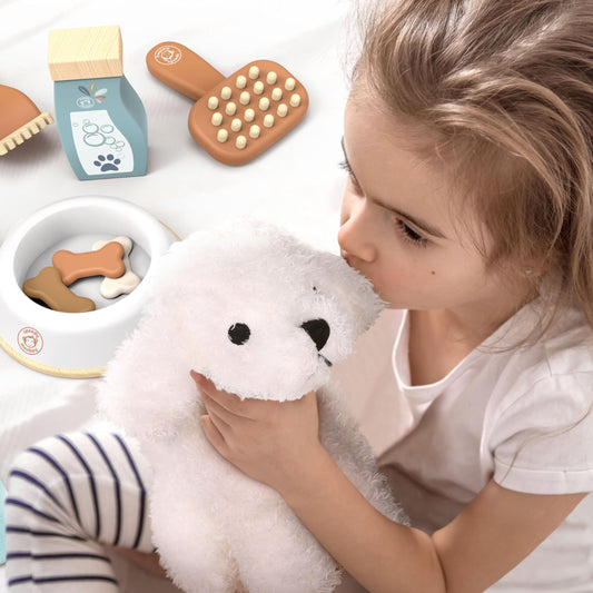 Speedy Monkey My Little Dog Care Suitcase with accessories sparks caregiving role-play