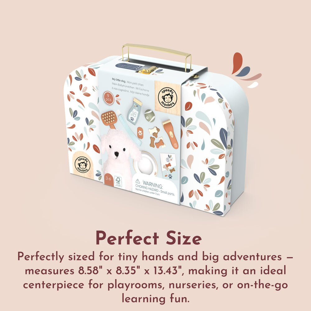 Speedy Monkey My Little Dog Care Suitcase snacks enable realistic pet care scenarios