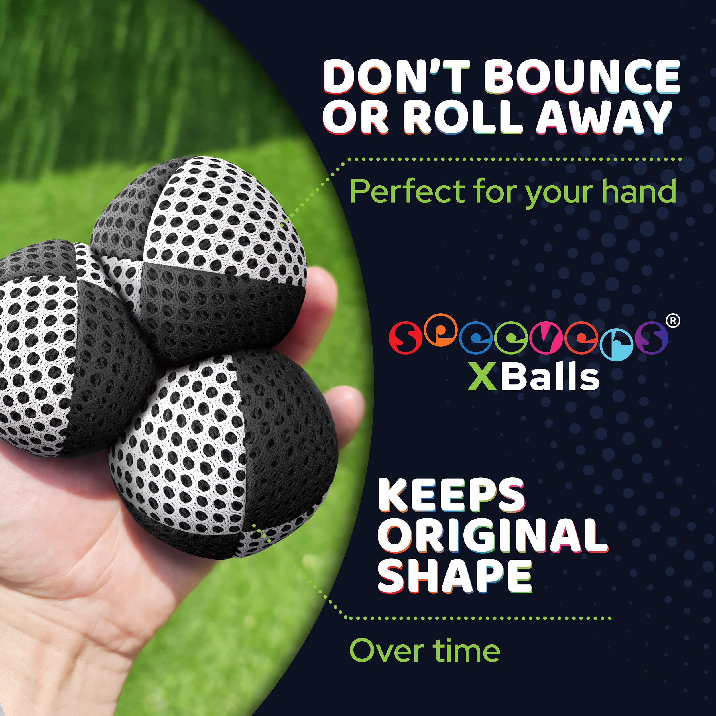 Washable and waterproof design keeps balls clean.