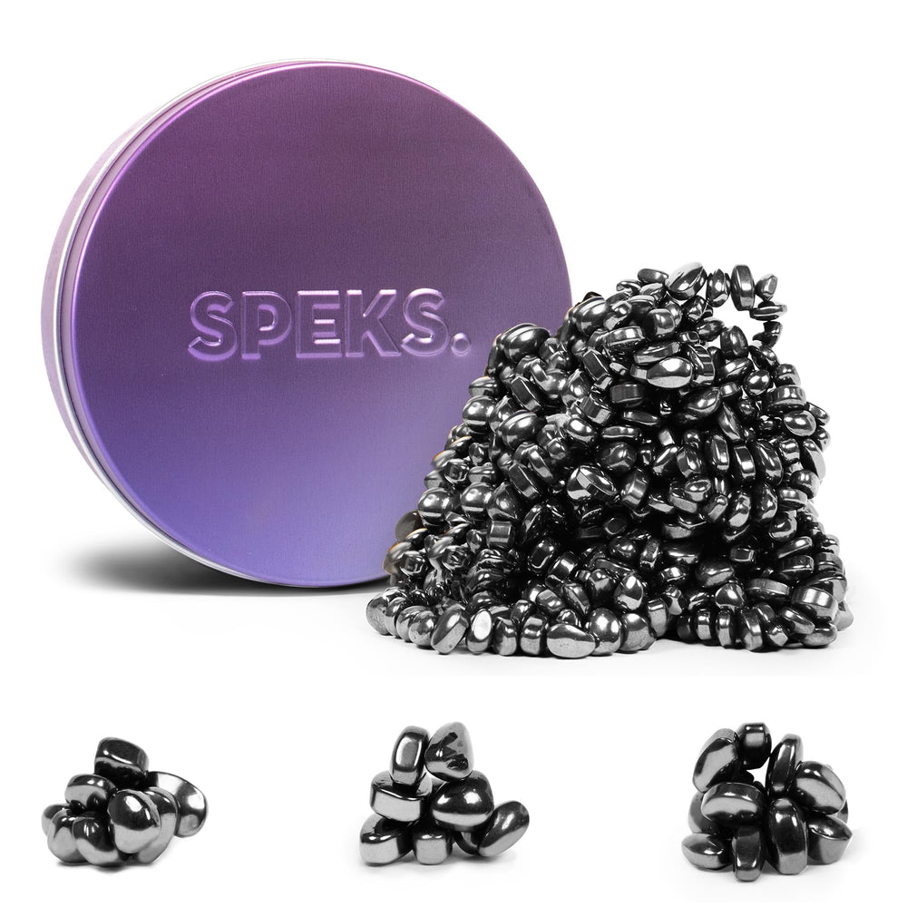 Speks Crags ferrite putty in tin offers tactile focus for desk stress relief.