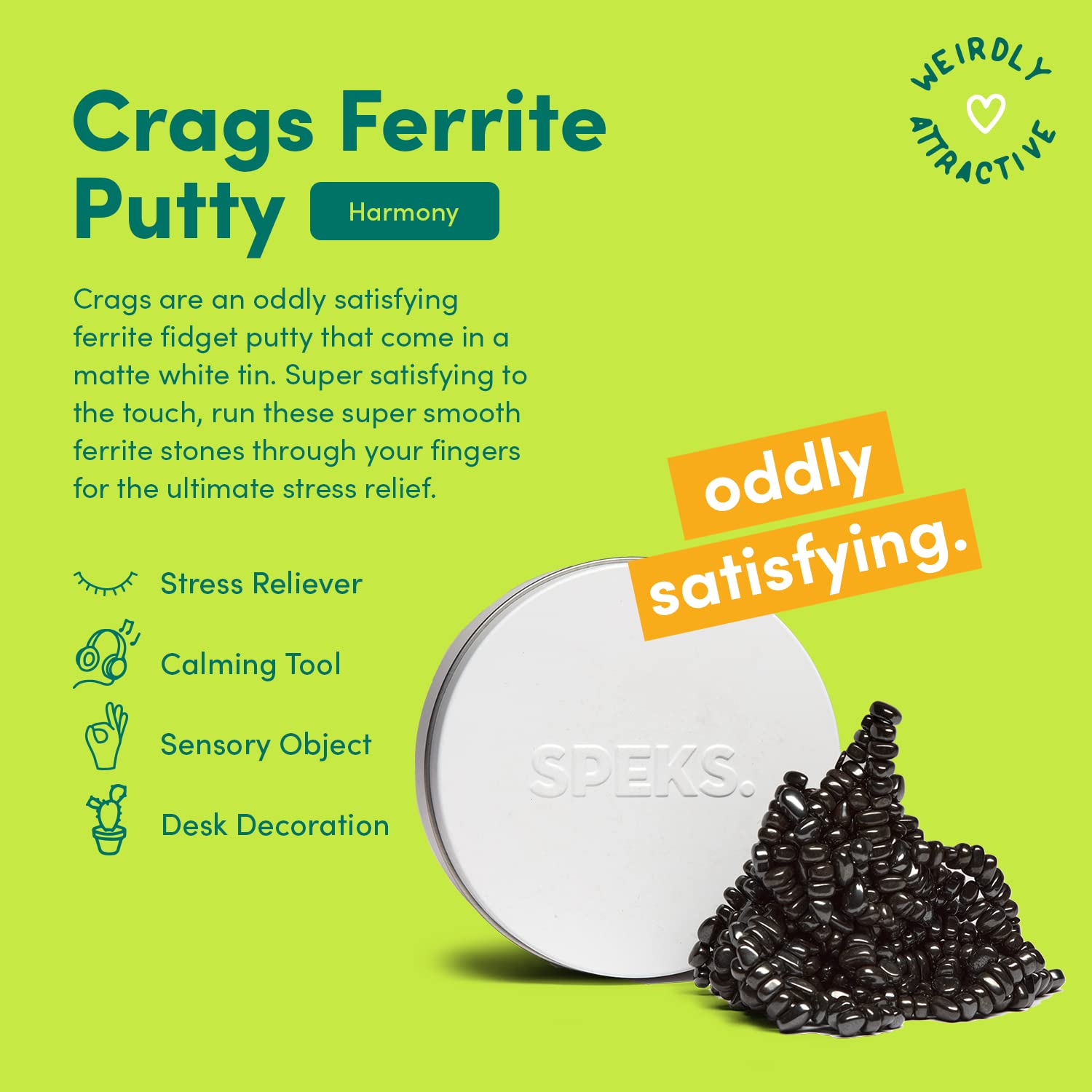 Speks Crags vibrant ferrite stones provide a colorful desk toy for stress-relief-focused sessions.