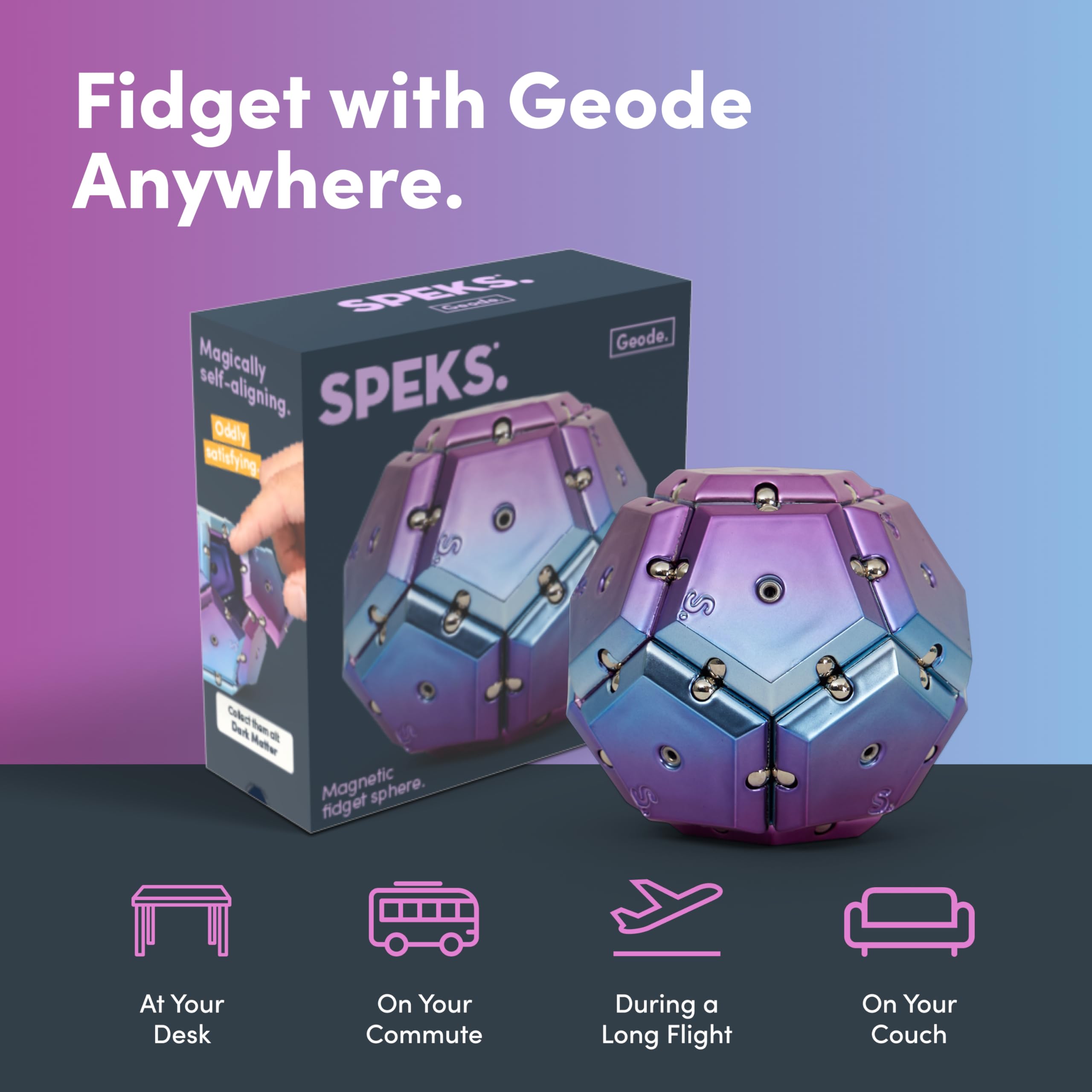 Speks Geode desk toy brings a stylish, tactile break to work or study.