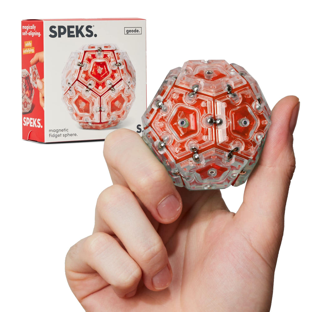 Speks Geode sphere-assembly highlights tactile satisfaction and secure magnet connections.