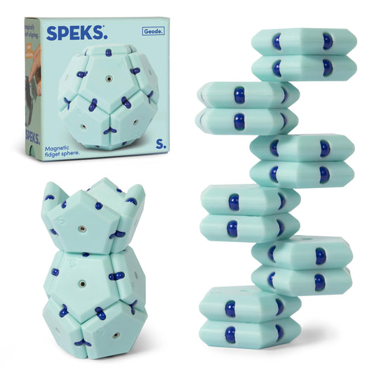 Speks Geode sphere pieces for focused desk play and tactile satisfaction.