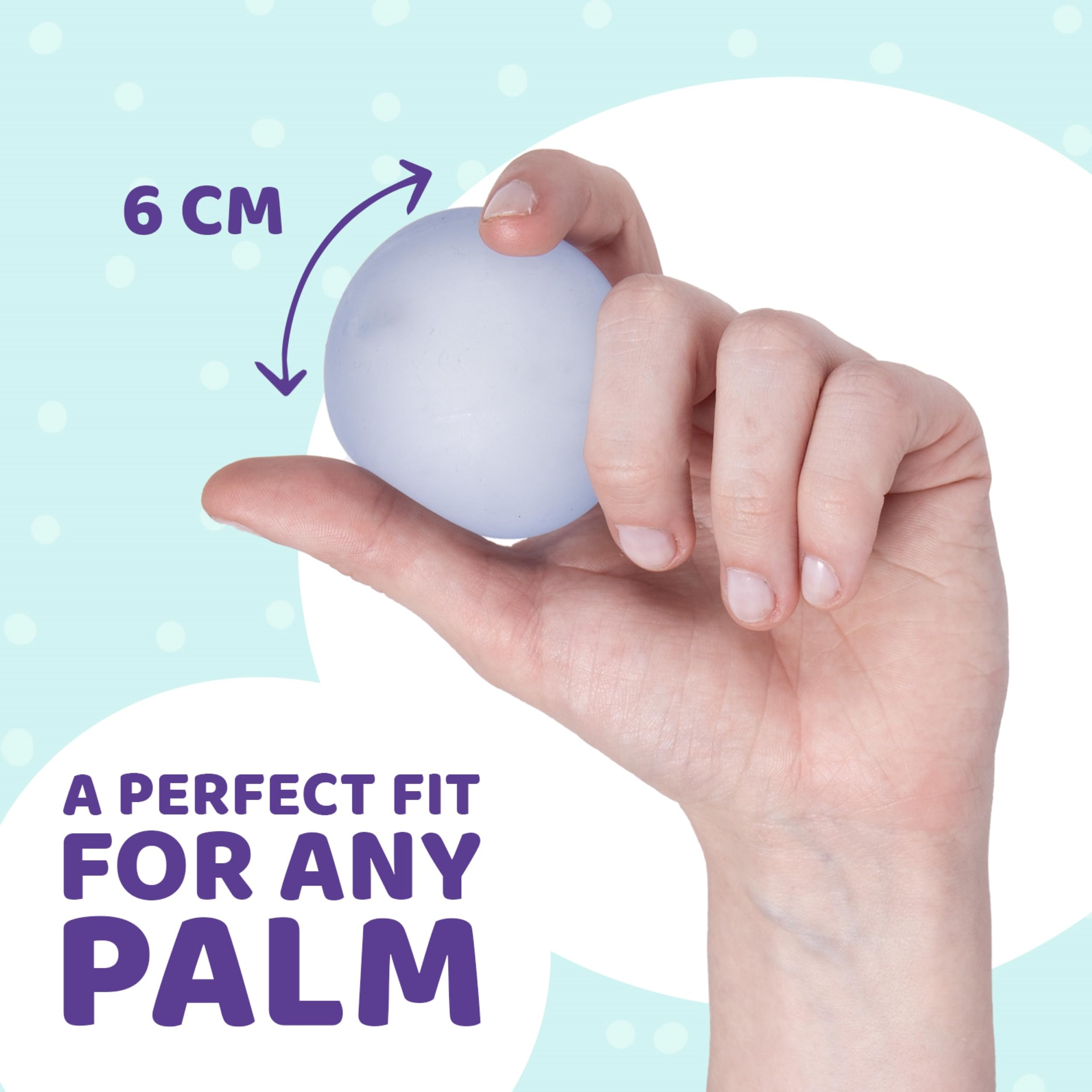 Gift-ready blue Speks stress relief balls for birthdays