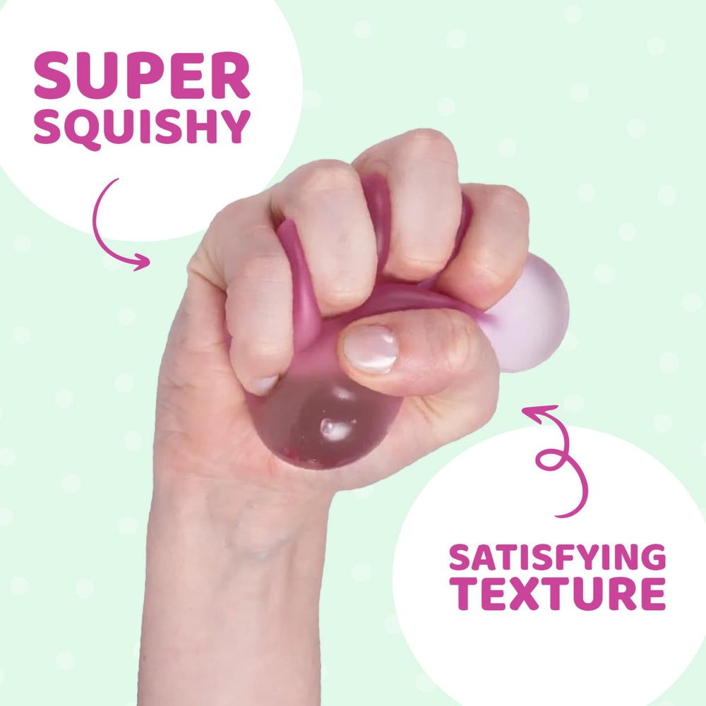Speks memory gel filling close-up shows premium soft pink stress ball.