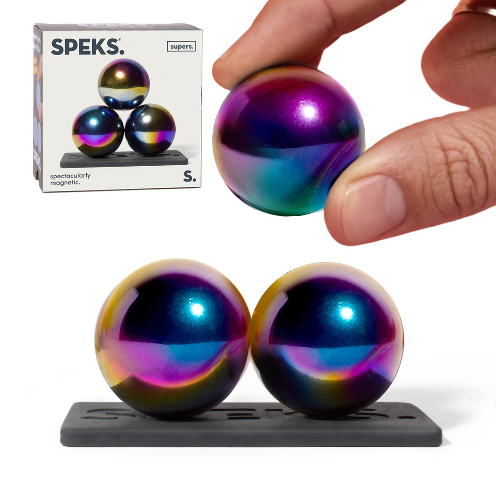 Speks Supers Oil Slick 3-pack with iridescent finish for stylish desk distraction