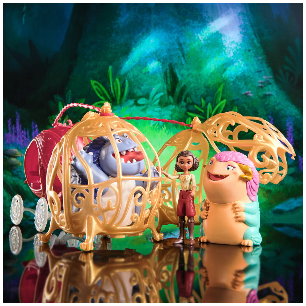 Spellbound golden cages secure monster figures during pretend travel