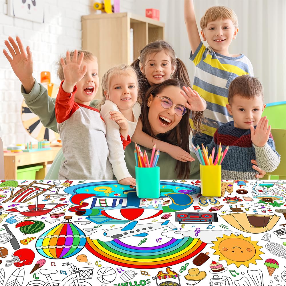 Speringeen family coloring tablecloth ideal for interactive party fun