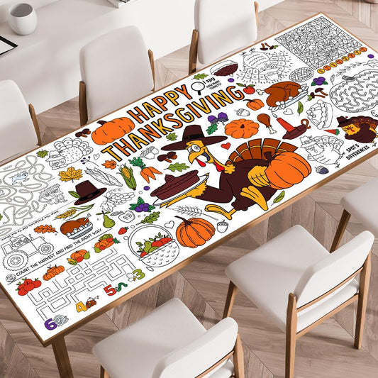 SPERINGEEN Thanksgiving tablecloth coloring poster enhances family coloring on a large surface