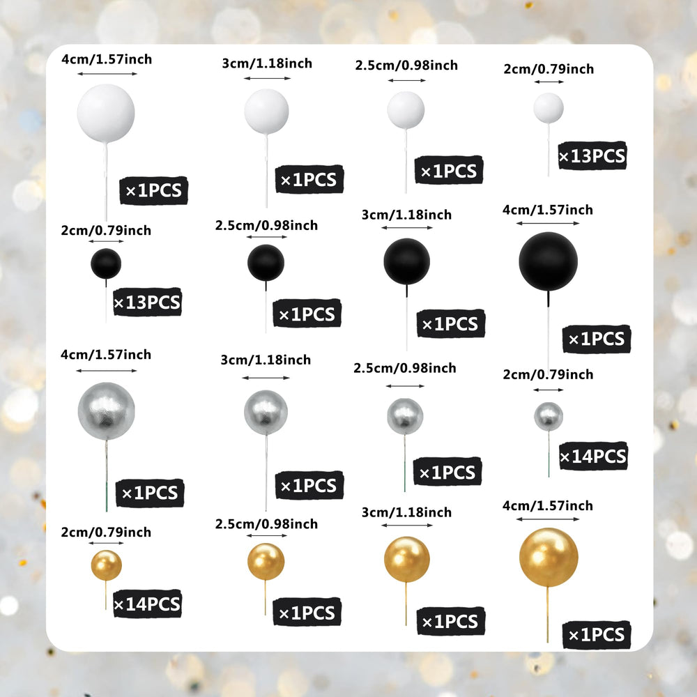 SPFYunion ball cake picks in four sizes to layer decorations on desserts