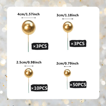 SPFYunion gold ball cake pick 0.98 inch for layered cake decoration