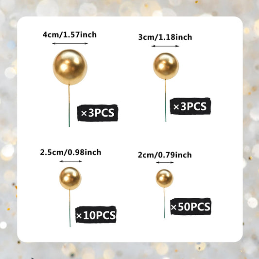 SPFYunion gold ball cake pick 0.98 inch for layered cake decoration