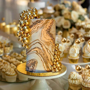 SPFYunion gold ball cake pick 1.57 inch standout for wedding desserts