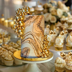 SPFYunion gold ball cake pick 1.57 inch standout for wedding desserts