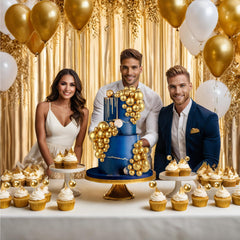 SPFYunion gold ball cake picks in wedding setup for elegant dessert styling