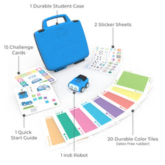 Sphero Indi challenge cards provide guided lessons and scaffolded practice.