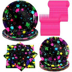 Spiareal neon plates 9inch 20count glow for vibrant party table setup
