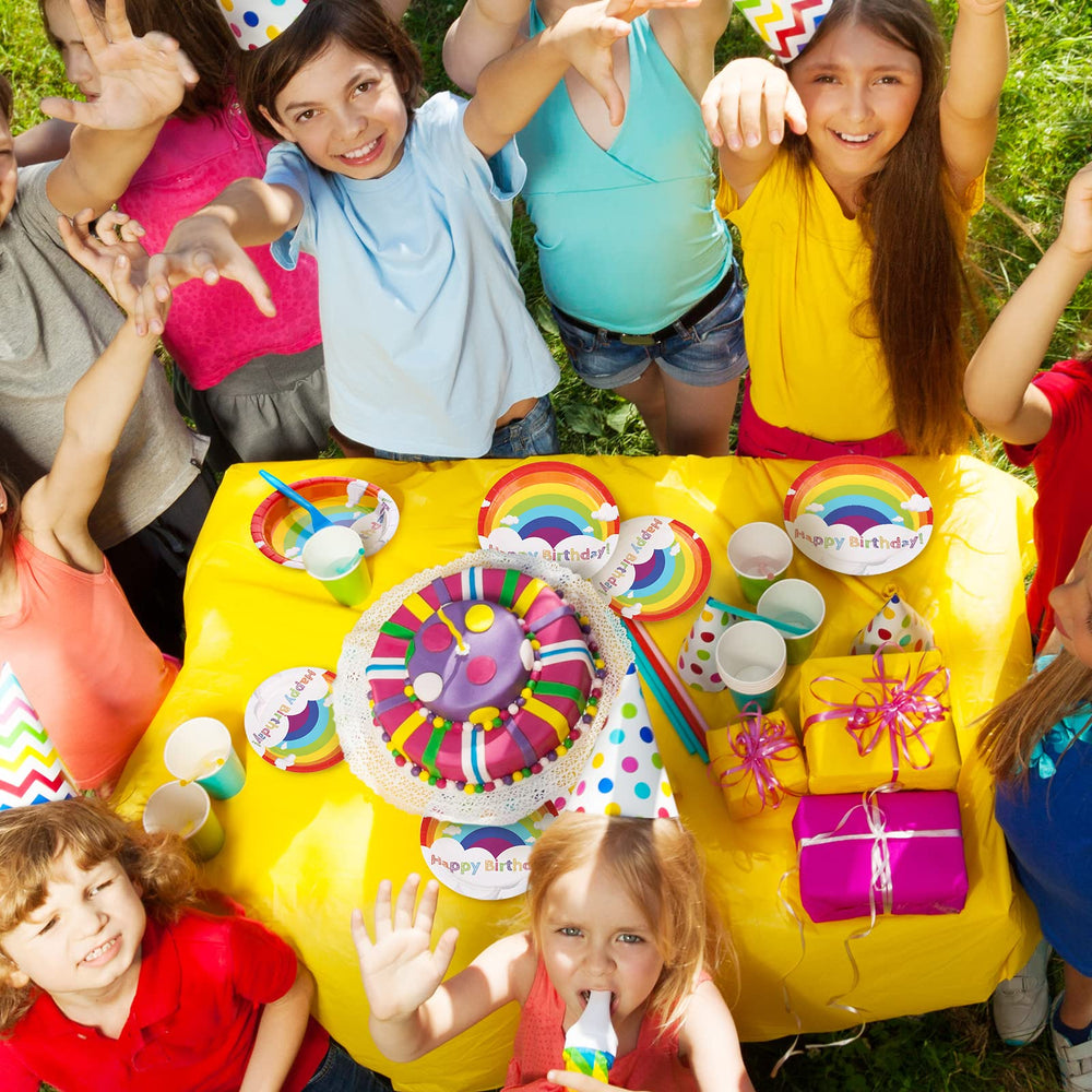 Spiareal rainbow 7-inch plates add color to desserts and snacks.