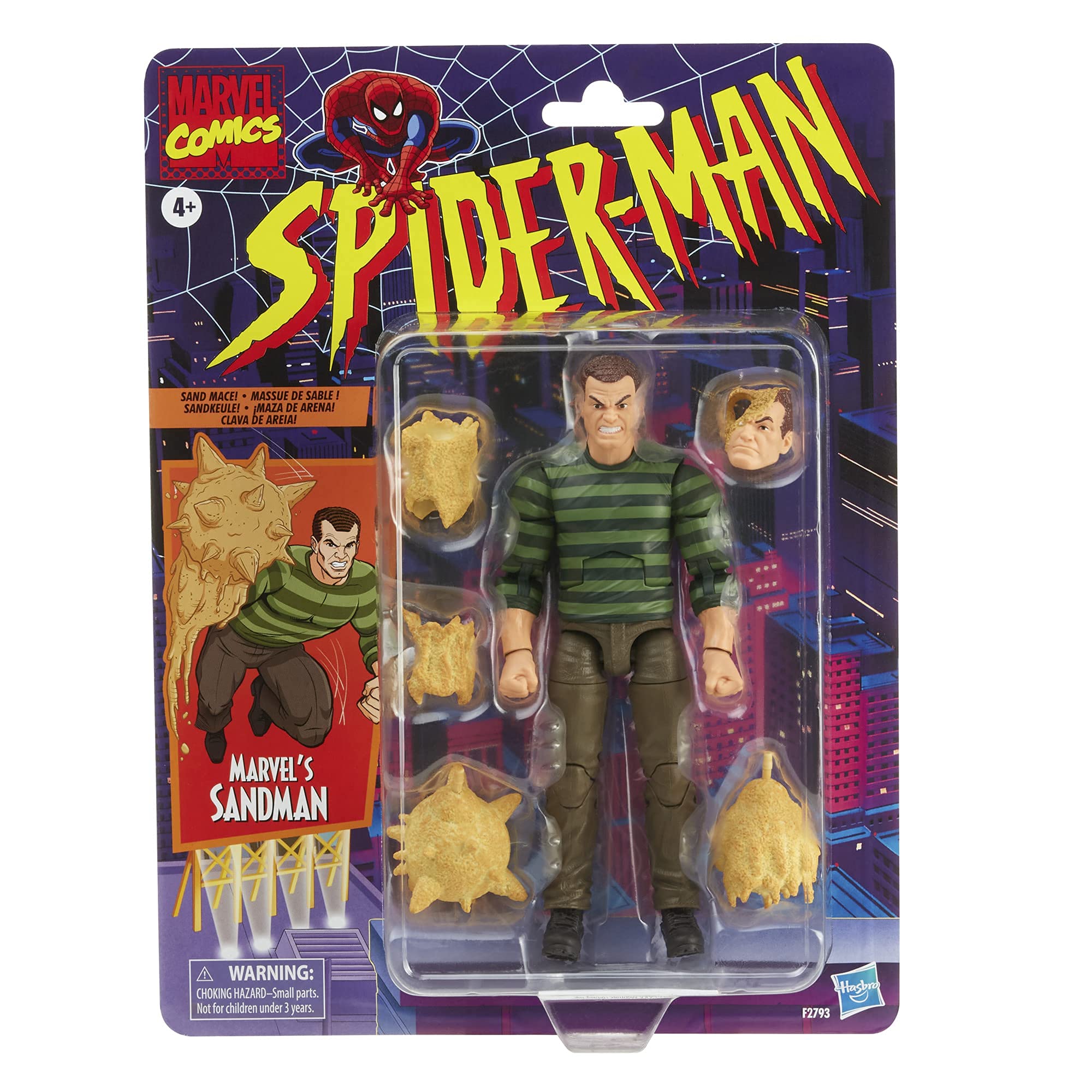 Hasbro Sandman articulation closeup highlights dynamic posing options for action scenes.