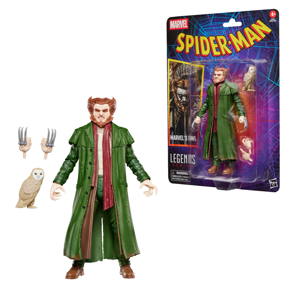 Spider-Man Marvel’s Owl figure with retro cardback for display-ready collection