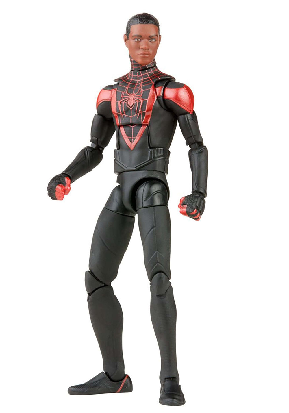 Spider-Man Miles Morales figure with Build-A-Figure part storage-friendly display.