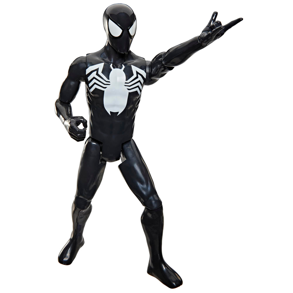 Iconic Black Suit Spider-Man design from the Titan Series for dramatic storytelling.