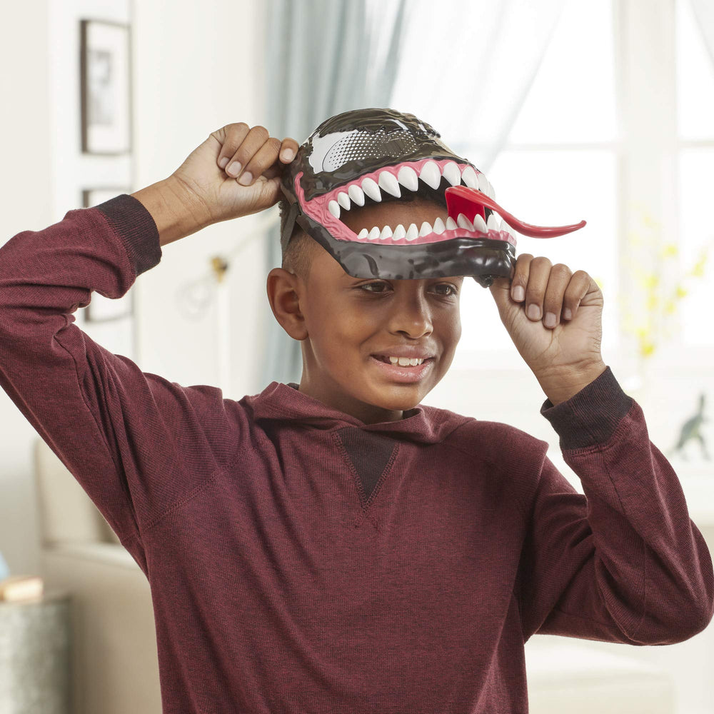 Spider-Man Venom mask with adjustable strap fits a wide range of kids.