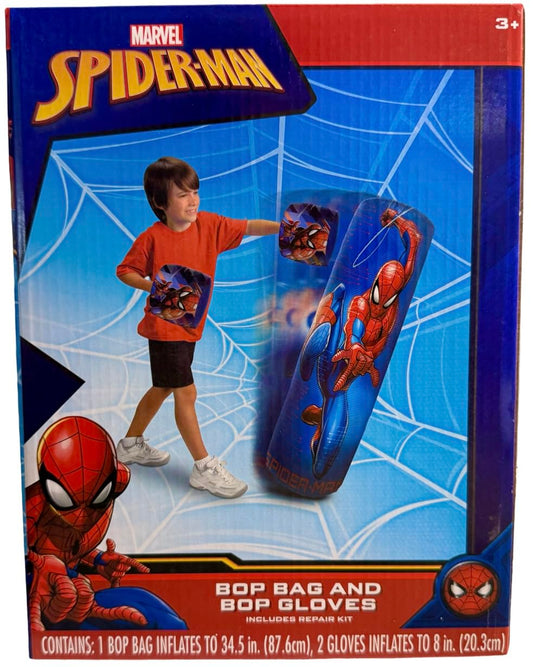 Spiderman Bop Bag inflatable stand enables safe indoor cardio fun.
