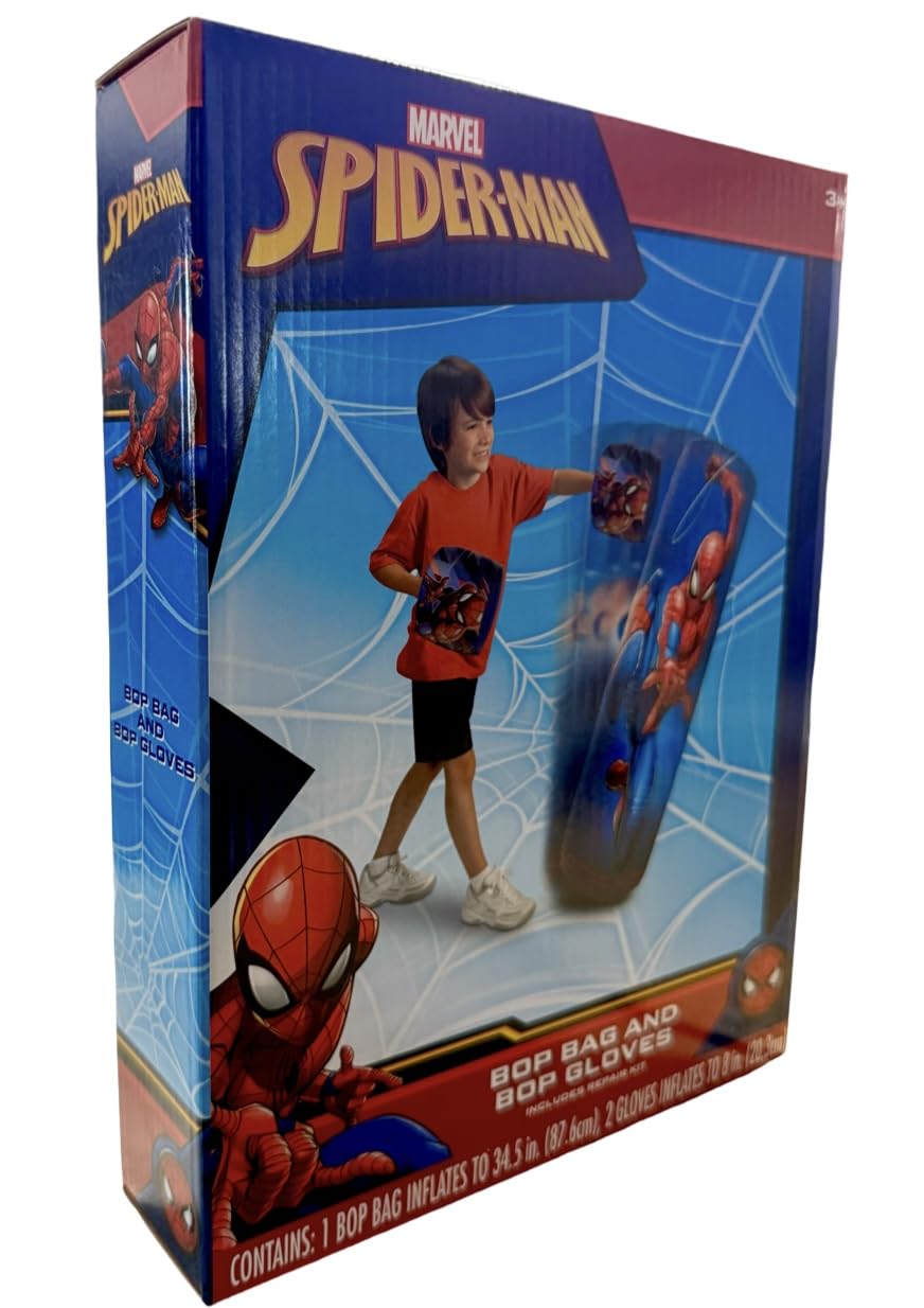 Spiderman Bop Bag weighted base keeps upright during workouts.