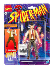 Spider-Man J. Jonah Jameson 6-inch figure back view with accessories showcased.