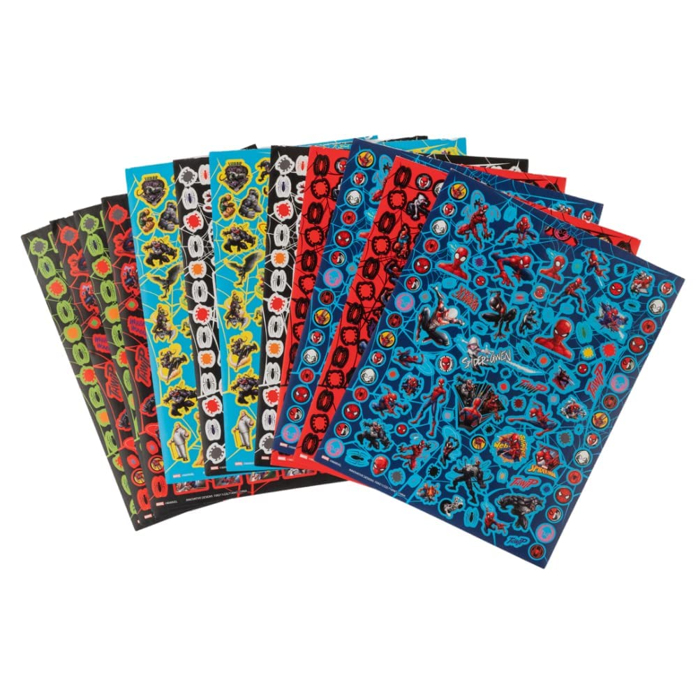 Innovative Designs Spiderman stickers heroes and villains collage for fans' crafts.