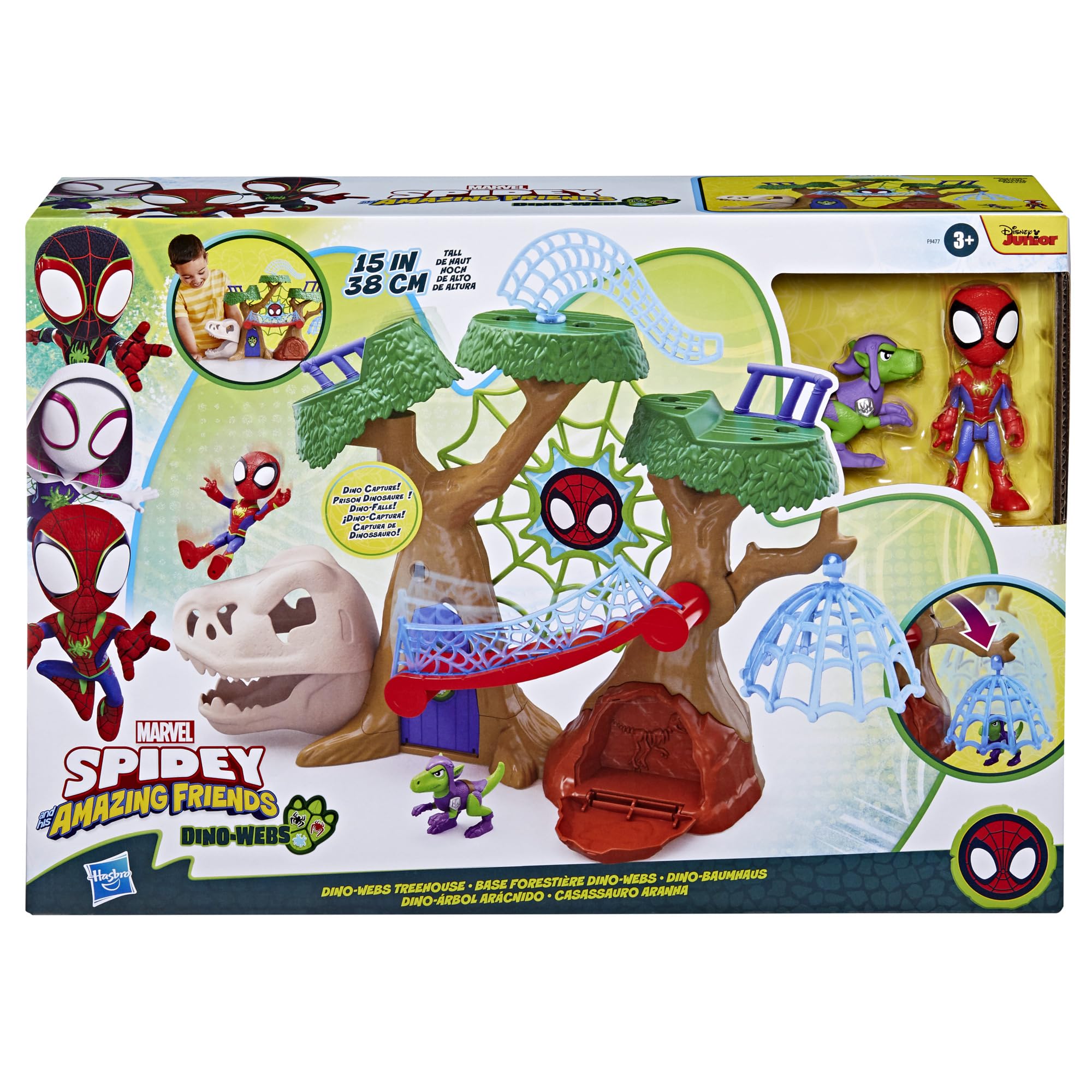Spidey 4-inch figure with dino suit deco for dynamic play.