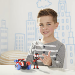 Close-up of bright Miles Morales costume for detailed storytelling