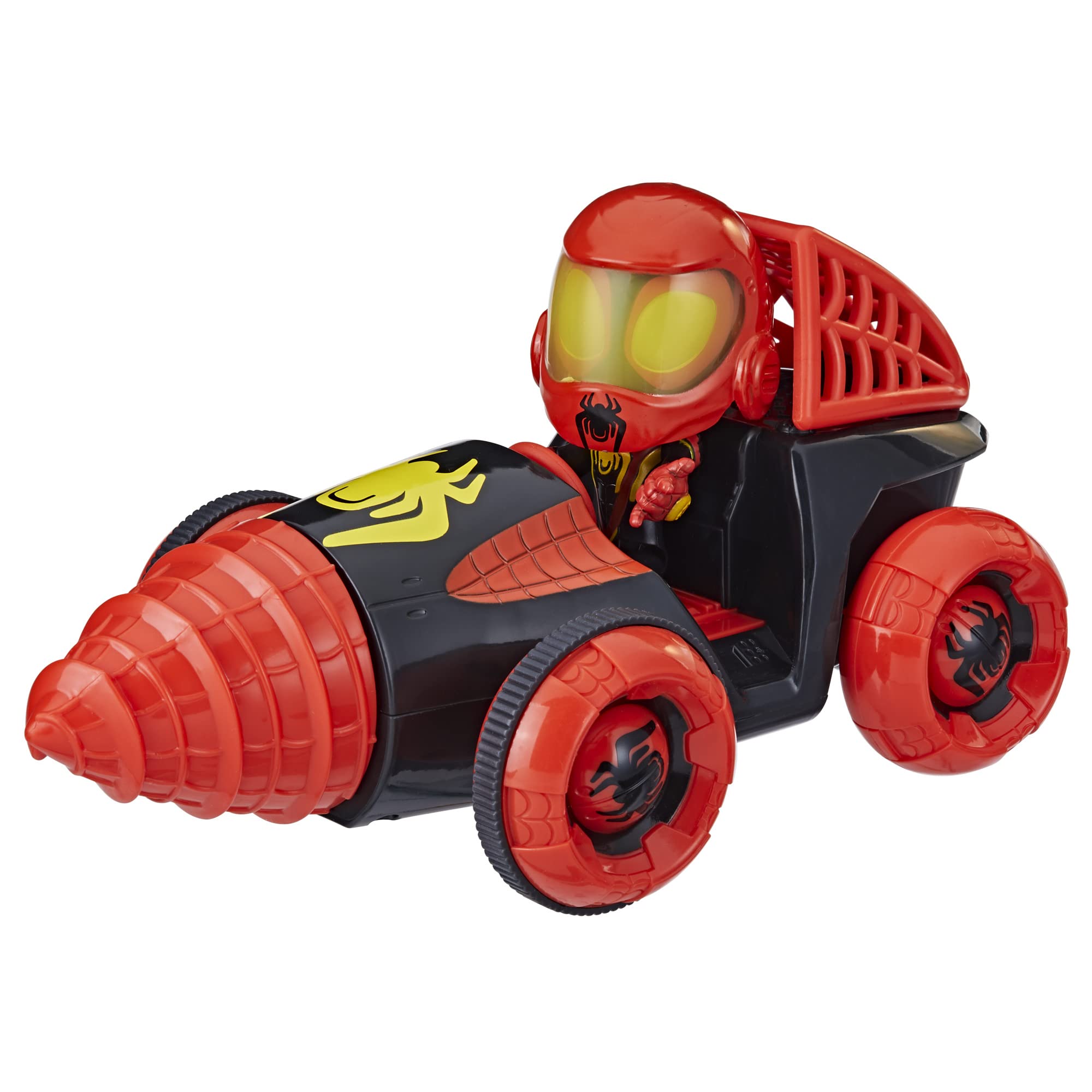 Spidey Amazing Friends Drill Spinner car side view shows character decor.