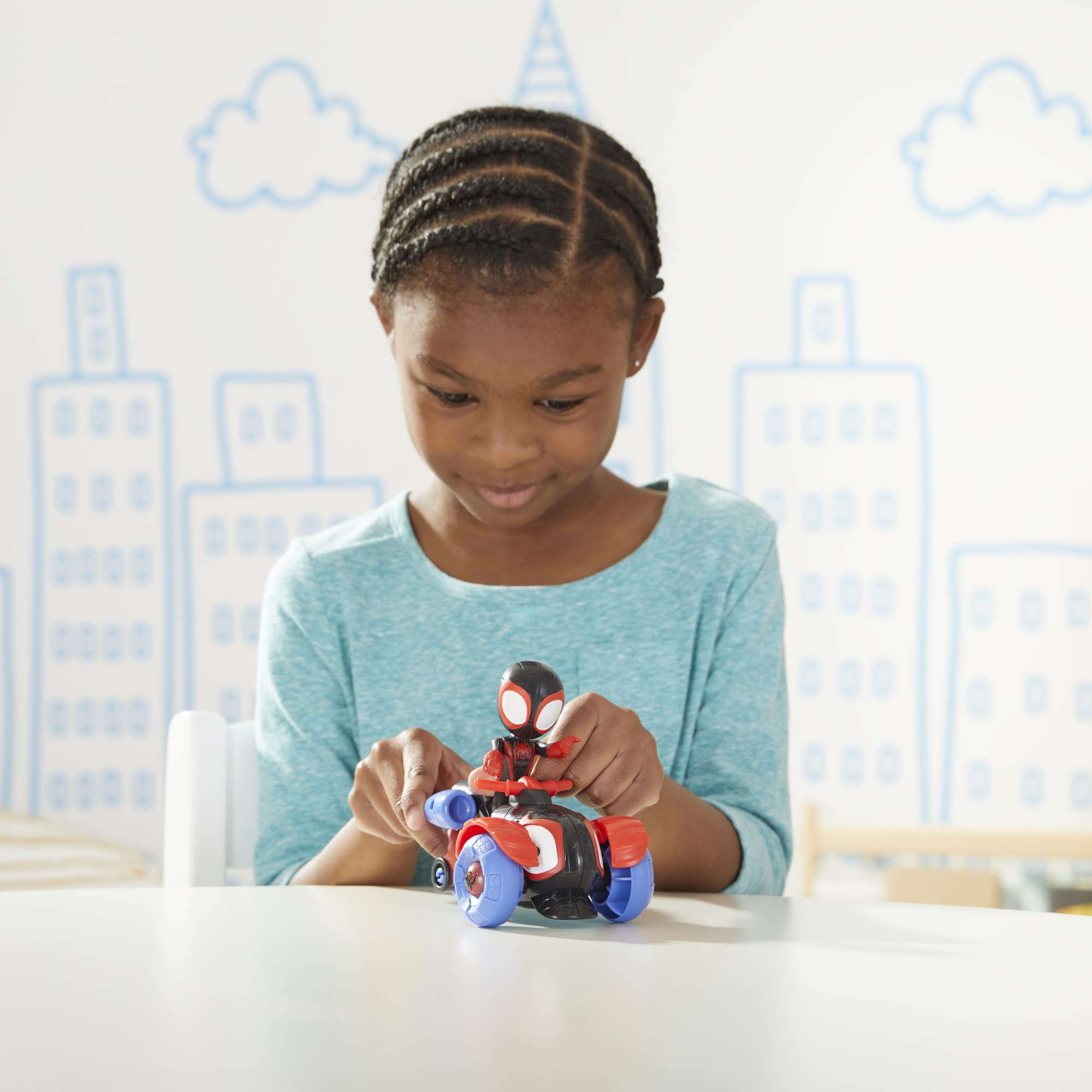 Miles Morales figure engaging with friends to spark cooperative play