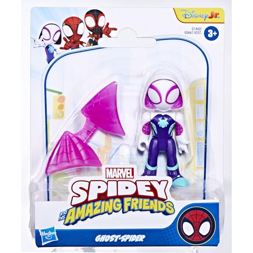 Spidey and His Amazing Friends Ghost-Spider figure cartoon-inspired design for familiar play moments.