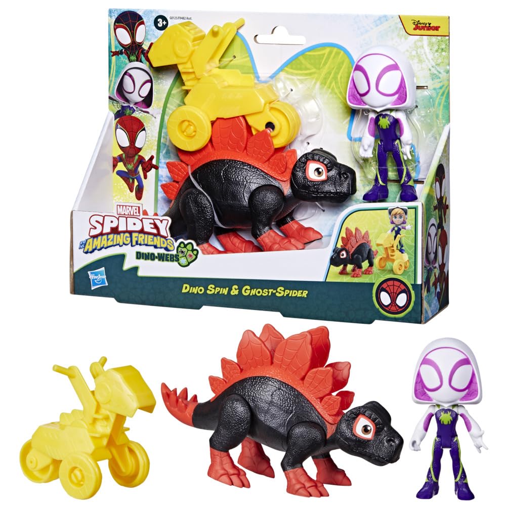 Spidey and His Amazing Friends Dino Spin figure ready for action and adventures.